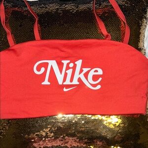 Nike Red Bralette with White Script Logo